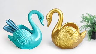 Swan shape spoon holder Showpiece making at home  Gift item showpiece making [upl. by Llevram]