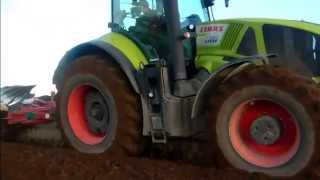 Claas Axion 950 410hp amp 840 250hp ploughing on Demo From Kellys of Borris with Ballyhamilton Farms [upl. by Leeanne]