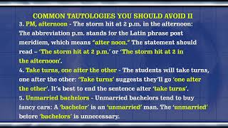 ENGLISH LANGUAGE MADE EASY EPISODE 10  Common Tautologies You Should Avoid  Part 2 [upl. by Suoicul368]