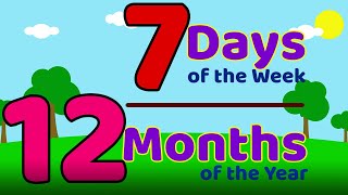 Months Of The Year  Days Of The Week  12 Months amp 7 Days Name  Months amp Days Name For Kids [upl. by Jamima]