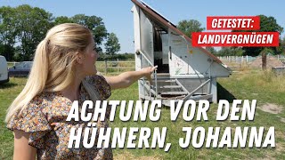 Achtung vor den Hühnern😀🐓Camping auf dem Land➡️ unsere Erfahrung mit Landvergnügen🚜 [upl. by Nylrac]