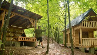 Life in the forest Primitive Machine Bushcraft Cabin [upl. by Wootten]