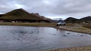 ICELAND Landmannalaugar Hot River Crossing  15092020  33quot Tires  Daewoo Musso [upl. by Adim]