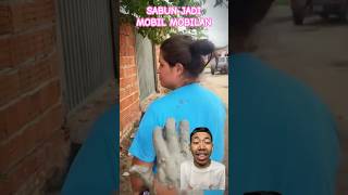 SABUN JADI MOBIL MOBILAN feedshorts reaction funny dubbing cleaning [upl. by Anetsirk876]