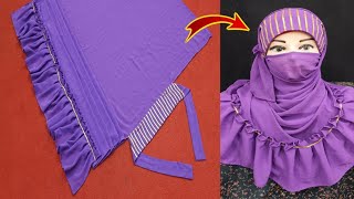 Instant Hijab Design Cutting amp Stitching Designer Niqab Partywear Frill hijab Ready To Wear Hijab [upl. by Stempson]