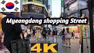 4K  Myeongdong Shopping Street in Korea [upl. by Aliuqet]