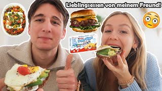 24H NUR DAS LIEBLINGSESSEN VON MEINEM FREUND ESSEN🧀🍔 [upl. by Shepley]