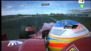 Alonso overtakes Kubica Silverstone 2010 On Board Slow Motion [upl. by Orvas]