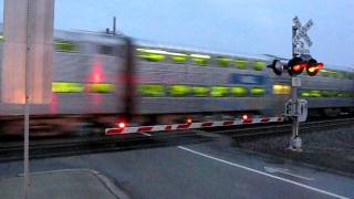 Northbound Metra crossing Techny Road at twilight March 2009 [upl. by Siger]