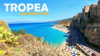 Tropea Calabria Italy  2022 Walking Tour in 4K  Beach Sea Caves and Panoramic Views [upl. by Nrojb]