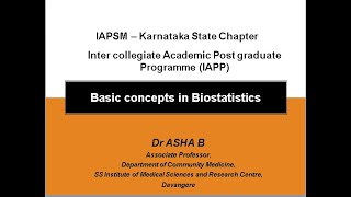 Basic concepts in Biostatistics  Dr Asha B [upl. by Kariotta]