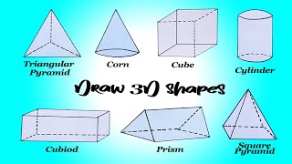 How to Draw 3D Shapes step by step Easy Beginners Tutorial [upl. by Bullion]