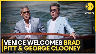 Venice Film Festival 2024 Fans cheer as Brad Pitt George Clooney arrive at Venice  WION News [upl. by Nylaras]