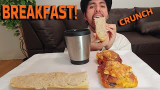 BREAKFAST CRETONS PORK PATE ON CRUNCHY BREAD AND CHOCOLATE PISTACHIO PASTRIES MUKBANG [upl. by Boleslaw]