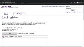 CodingBat Array 1 makeLast [upl. by Nylrebmik]