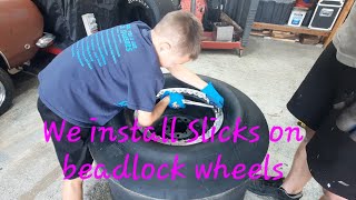 lnstall Slicks on Beadlock Wheels so easy a 7yr old can do it [upl. by Casey]