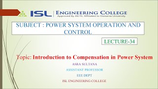 PSOC Lecture 34Introduction to Compensation in Power System [upl. by Burkhart422]