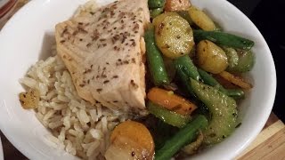 Lemon Poached Salmon with mixed vegetables cooking demo [upl. by Burhans]