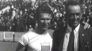 Charley Paddock Leaps Across Finish Line For 100m Gold  Antwerp 1920 Olympics [upl. by Alyose]