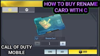 How to Buy Rename Card With C in Call Of Duty Mobile codm callofduty codmobile [upl. by Scholem]