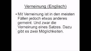 Englisch Verneinung [upl. by Crespi]