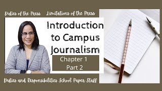 Duties of the Press Part 2 of Chapter 1 Introduction to Campus Journalism [upl. by Locklin987]