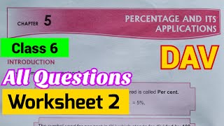 DAV class 6 Maths Chapter 5 Worksheet 2  Percentage and Its Applications [upl. by Landis]