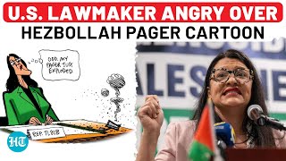 Rashida Tlaib Rages On Being Shown With Exploding Pager In Cartoon  US Congress  Lebanon  Israel [upl. by Jessen]