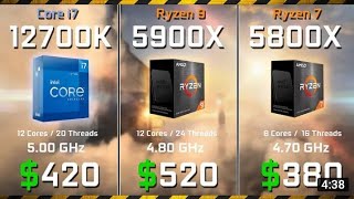 Intel Core i712700K vs Ryzen 9 5900X vs Ryzen 7 5800X  Test in 10 Games amp Rendering [upl. by Igiul932]