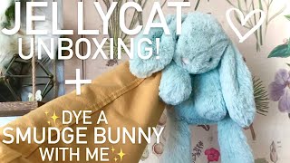 🎀Jellycat Unboxing🎀 ✨Dye a Smudge Bunny with Me✨ [upl. by Neneek]