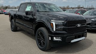 2024 Ford F150 Platinum Powerboost 4X4 in Agate Black Metallic Full Walk Around [upl. by Aihsotan]