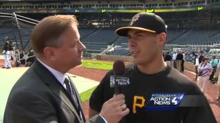 Action Sports Guy Junker catches up with birthday boy Tony Sanchez at PNC Park [upl. by Atiuqes]