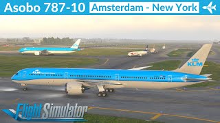 MSFS Asobo 78710 KLM  Amsterdam to New York  VATSIM Full Flight [upl. by Adnahcir]