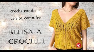 ⭐⭐⭐teje hermosa blusa Laura a crochet fácil y rápido todas las tallas crocheteando con la comadre [upl. by Struve]