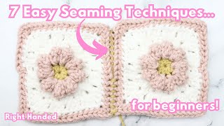 How to Join Daisy Granny Squares  EASY Join As You Go  How to Join Granny Squares 7 EASIEST Ways [upl. by Lairea]