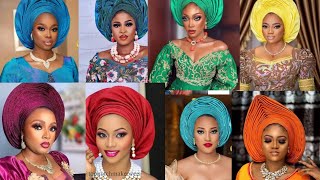 100 Gele head wrap styles for women Nigerian gele head tie styles [upl. by Ecirtra]