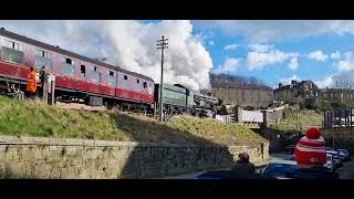 GWR 4073 Class 4079 Pendennis Castle departure from Keighley filmed on the 24th of March 2024 [upl. by Aihsetal]