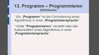 13 Programm  Programmieren [upl. by Shelbi]