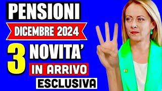 PENSIONI DICEMBRE 2024 👉 3 NOVITÀ IN ARRIVO CON LULTIMO PAGAMENTO ✅ ECCOLE TUTTE [upl. by Arlie90]