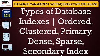 L124 Types of Database Indexes  Ordered Clustered Primary Dense Sparse Secondary Index  DBMS [upl. by Sheeree]