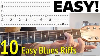 10 Easy BLUESY Blues Riffs For Beginners  Classic Riffs Guitar Lesson With Tabs [upl. by Ensign126]