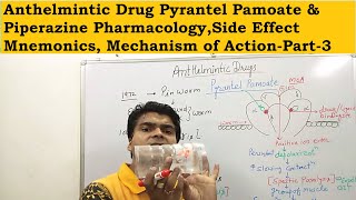 Anthelmintic Drug Pyrantel Pamoate amp Piperazine PharmacologySide Effect Mnemonics MechanismPart3 [upl. by Ateuqram]