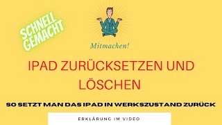 iPad zurücksetzen und ganz einfach löschen [upl. by Suirad157]