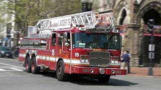 Boston Fire Department Ladder 15 Responding  Air Horns QSiren [upl. by Teerprah]