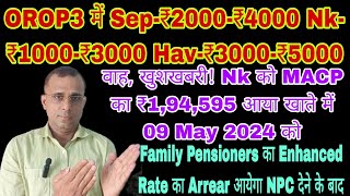 Nk को ₹194595 का Arrear OROP3 में MACP से Pre 2006 को ₹1000 to ₹5000 तक बढ़ोतरी msp csd sparsh [upl. by Marra23]