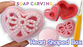 SOAP CARVING amp CUTTING  Heart Shaped Box  DIY  EASY  MEDIUM  Satisfying [upl. by Jonathan51]