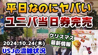 【USJ激ヤバ最新情報‼︎】ど平日なのに当日券完売今のユニバはこうだった‼︎今年のクリスマスも楽しみすぎる‼︎2024年10月24日木曜日、ユニバーサルスタジオジャパンの混雑状況 [upl. by Ashby426]