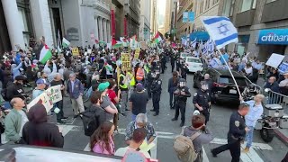 Hundreds on both sides of the IsraeliPalestinian conflict face off in SF [upl. by Safko]