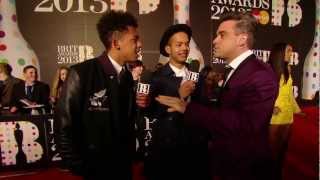 On the Red Carpet Robbie Williams Talks to Rizzle Kicks  BRITs 2013 [upl. by Casey]