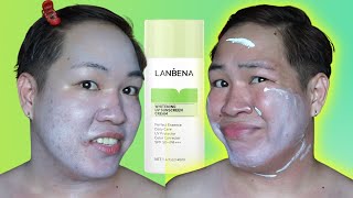 LANBENA WHITENING UV SUNSCREEN CREAM REVIEW  GRABE MALALANG WHITE CAST TO [upl. by Norihs]